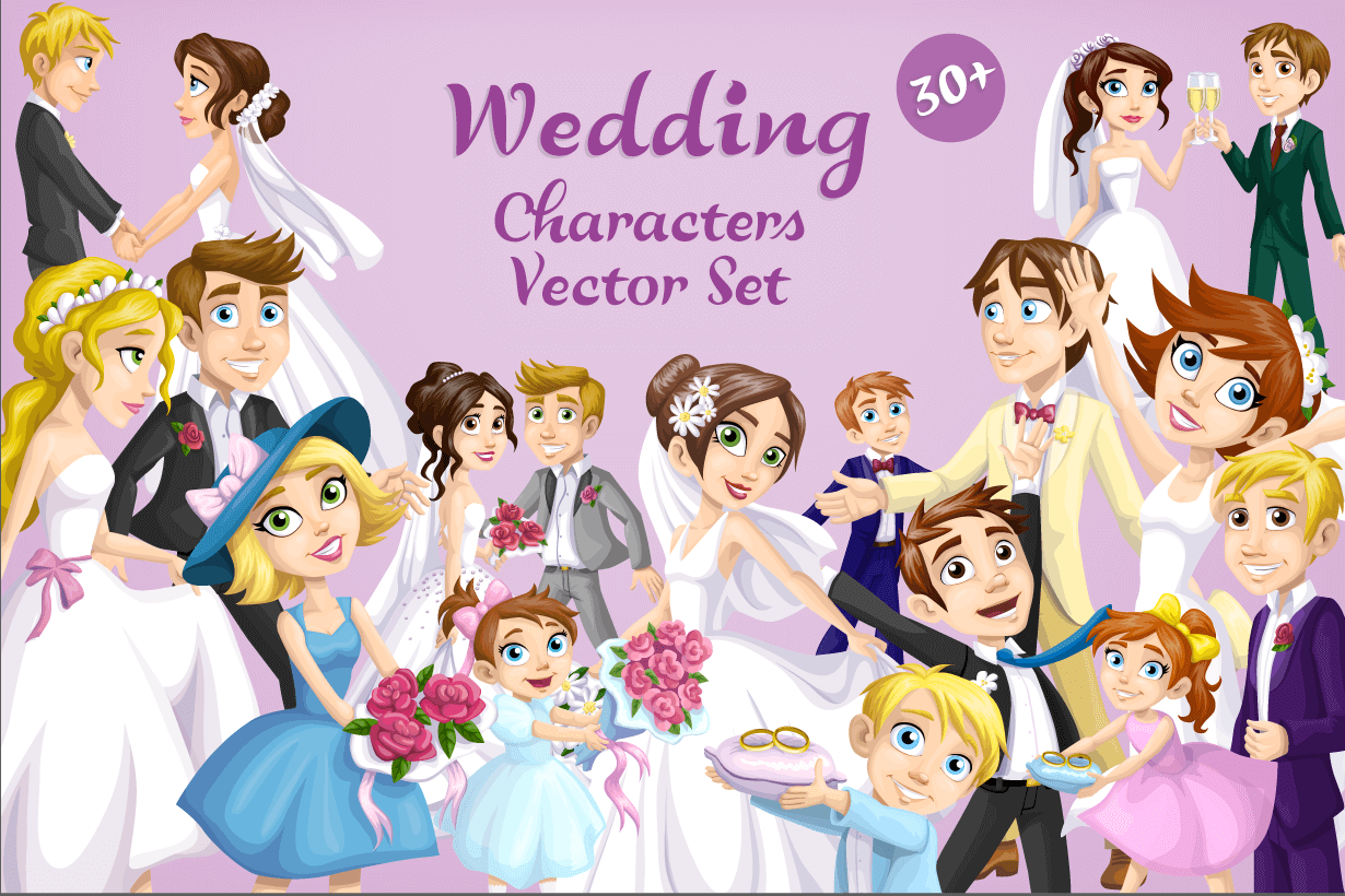 30+ Wedding Characters Vector Set